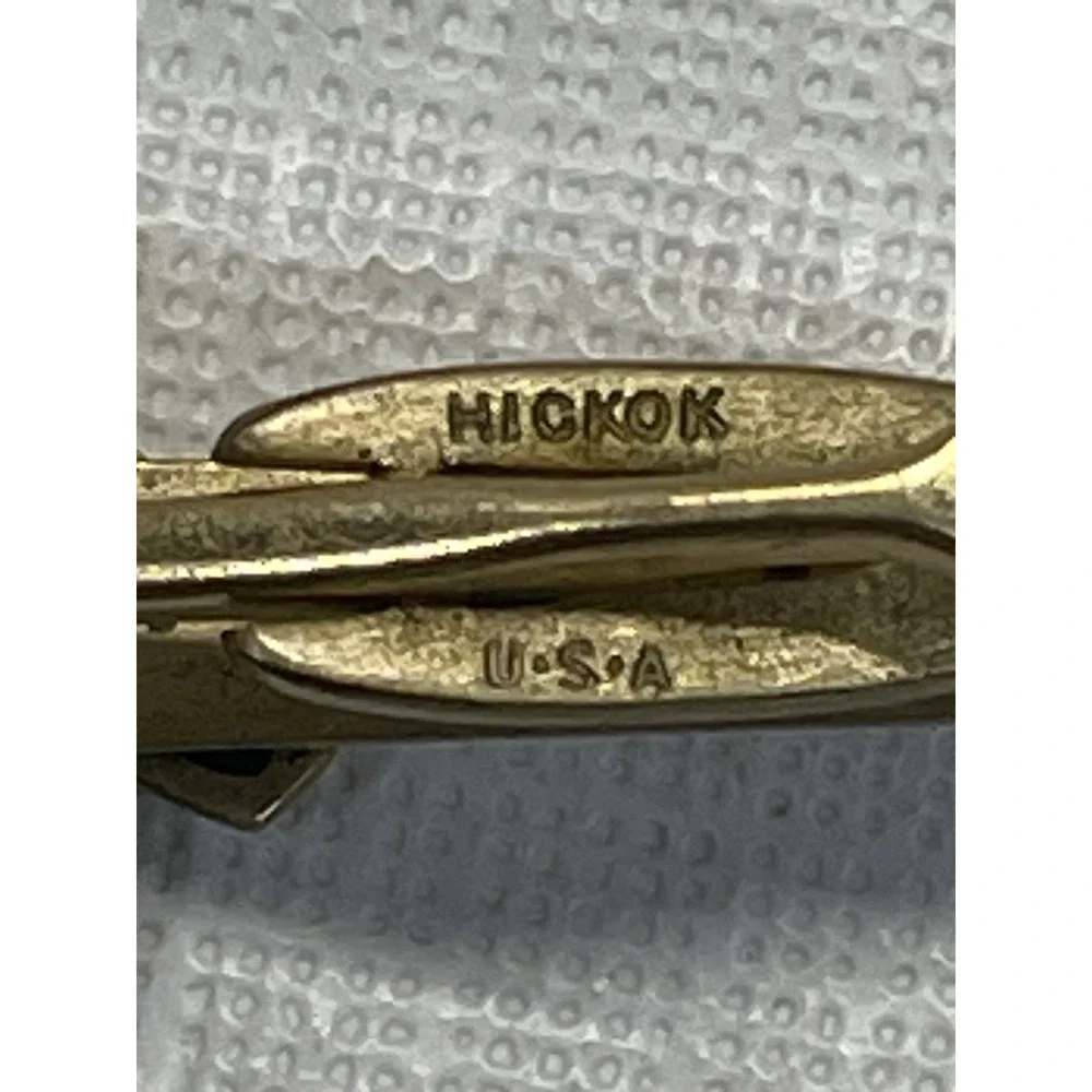 Hickok Bowling Tie Clip Gold Tone Vintage USA Bowling Pins